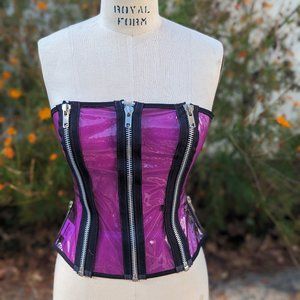 Vintage 90's Lip Service translucent Purple PVC Corset Size M